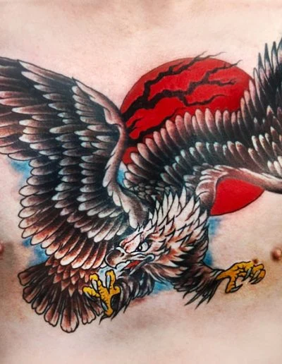 Colour eagle chest-piece with red rising-sun disc